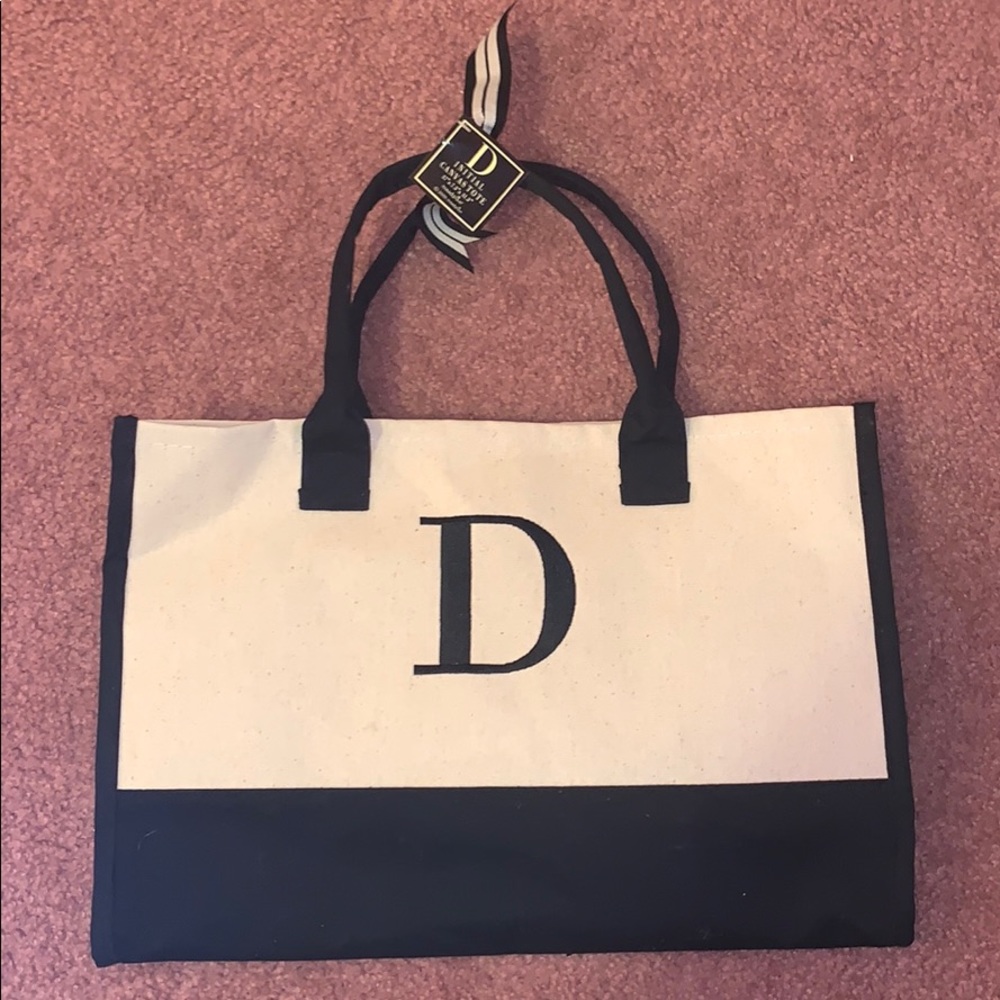 Mud Pie D Initial Canvas Tote